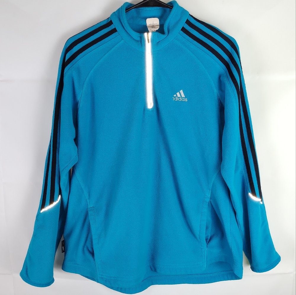 Y2K Vintage Adidas Fleece Sweatshirt Pullover Womens L Loungewear Casual Fitness